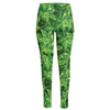 Green Ivy Leaf Pattern Print High-Waisted Pocket Leggings