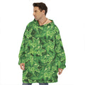 Green Ivy Leaf Pattern Print Hoodie Blanket