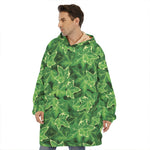 Green Ivy Leaf Pattern Print Hoodie Blanket