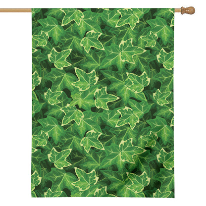 Green Ivy Leaf Pattern Print House Flag