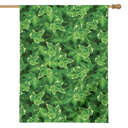 Green Ivy Leaf Pattern Print House Flag