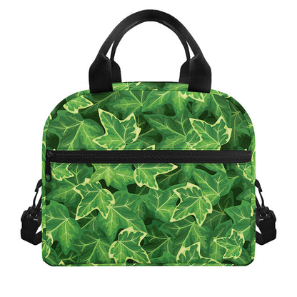 Green Ivy Leaf Pattern Print Insulated Lunch Bag