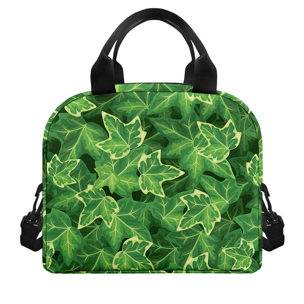 Green Ivy Leaf Pattern Print Insulated Lunch Bag