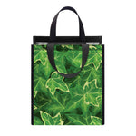 Green Ivy Leaf Pattern Print Insulated Lunch Tote