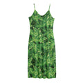 Green Ivy Leaf Pattern Print Jersey Midi Cami Dress