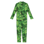 Green Ivy Leaf Pattern Print Jumpsuit