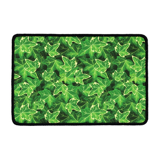 Green Ivy Leaf Pattern Print Kitchen Mat