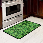Green Ivy Leaf Pattern Print Kitchen Mat