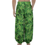 Green Ivy Leaf Pattern Print Lantern Pants