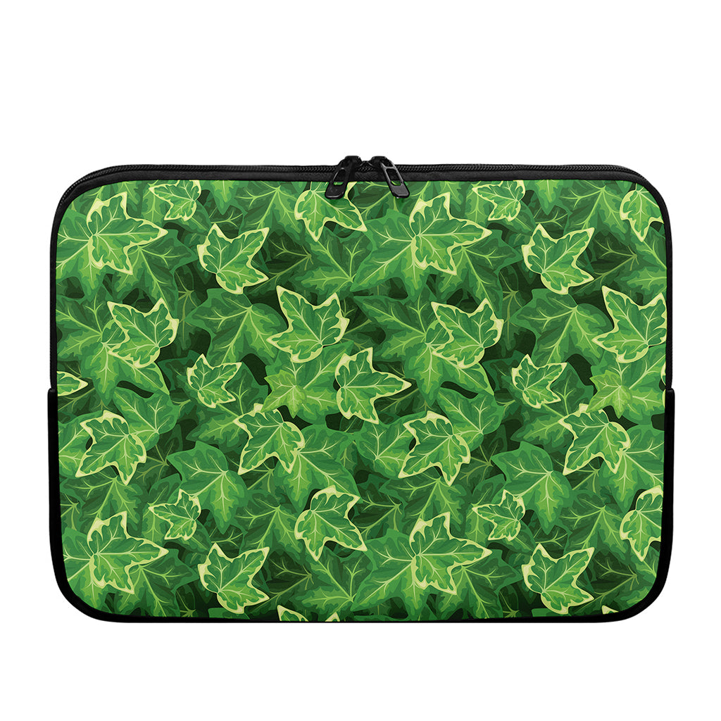 Green Ivy Leaf Pattern Print Laptop Sleeve