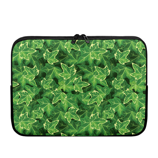 Green Ivy Leaf Pattern Print Laptop Sleeve