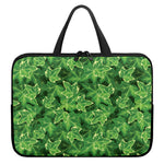 Green Ivy Leaf Pattern Print Laptop Sleeve With Handle
