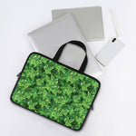 Green Ivy Leaf Pattern Print Laptop Sleeve With Handle