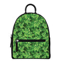 Green Ivy Leaf Pattern Print Leather Backpack