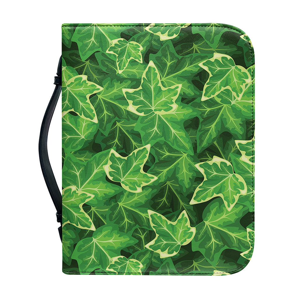 Green Ivy Leaf Pattern Print Leather Bible Cover