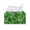 Green Ivy Leaf Pattern Print Leather Tissue Box Cover