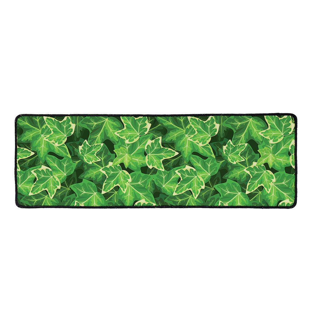 Green Ivy Leaf Pattern Print Long Kitchen Mat