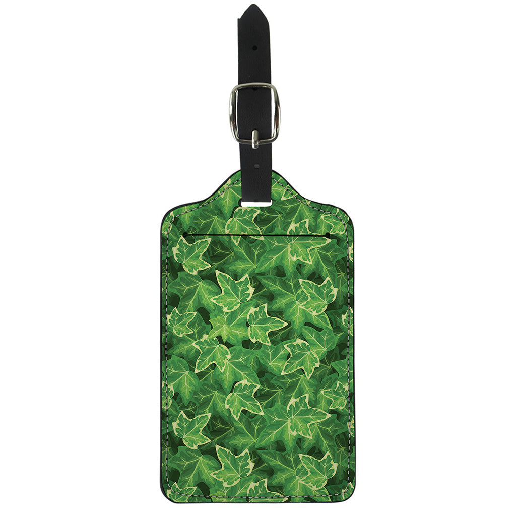 Green Ivy Leaf Pattern Print Luggage Tag