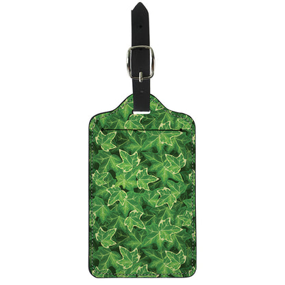 Green Ivy Leaf Pattern Print Luggage Tag