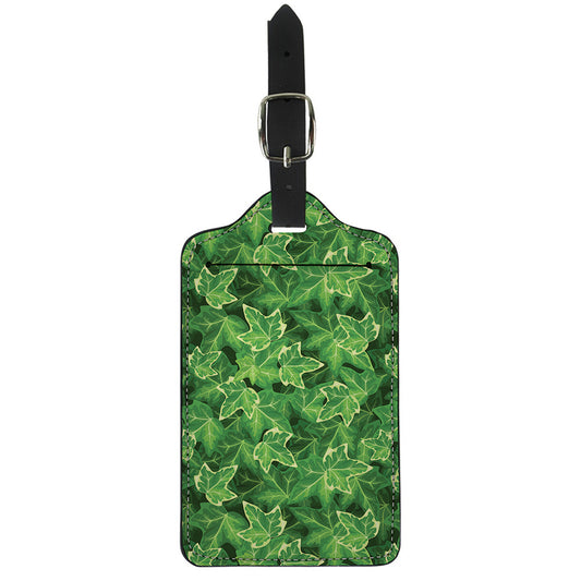 Green Ivy Leaf Pattern Print Luggage Tag