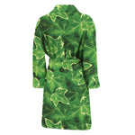 Green Ivy Leaf Pattern Print Men's Bathrobe