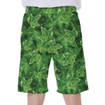 Green Ivy Leaf Pattern Print Men's Beach Shorts