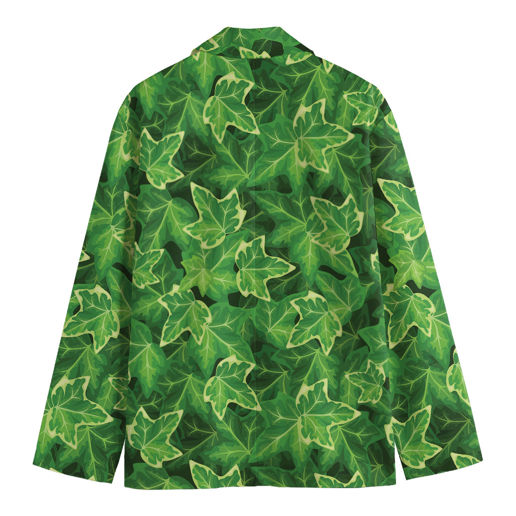Green Ivy Leaf Pattern Print Men's Blazer