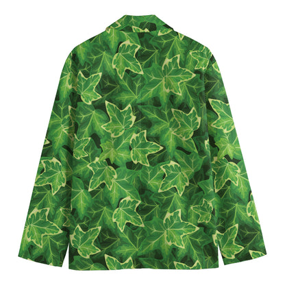 Green Ivy Leaf Pattern Print Men's Blazer