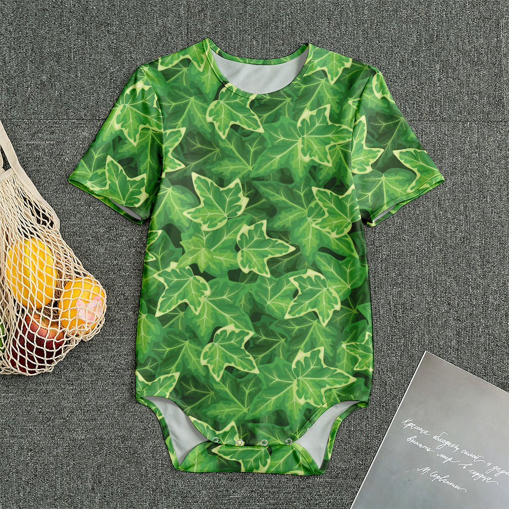 Green Ivy Leaf Pattern Print Men's Bodysuit