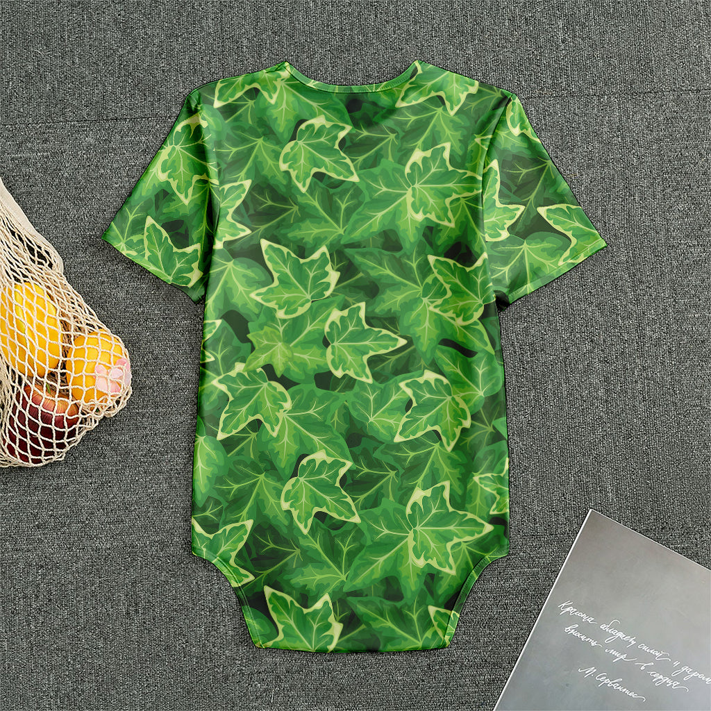 Green Ivy Leaf Pattern Print Men's Bodysuit