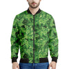 Green Ivy Leaf Pattern Print Men's Bomber Jacket