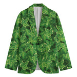Green Ivy Leaf Pattern Print Men's Cotton Blazer