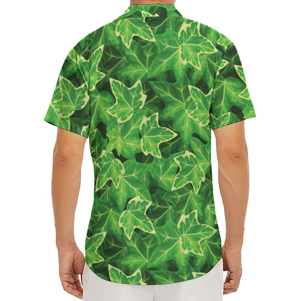 Green Ivy Leaf Pattern Print Men's Deep V-Neck Shirt