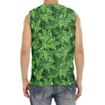Green Ivy Leaf Pattern Print Men's Fitness Tank Top