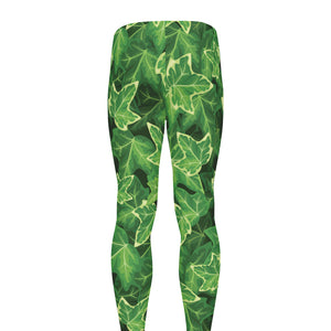 Green Ivy Leaf Pattern Print Men's leggings