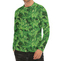 Green Ivy Leaf Pattern Print Men's Long Sleeve Rash Guard