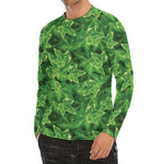 Green Ivy Leaf Pattern Print Men's Long Sleeve Rash Guard