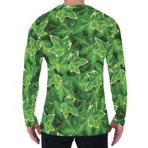 Green Ivy Leaf Pattern Print Men's Long Sleeve T-Shirt