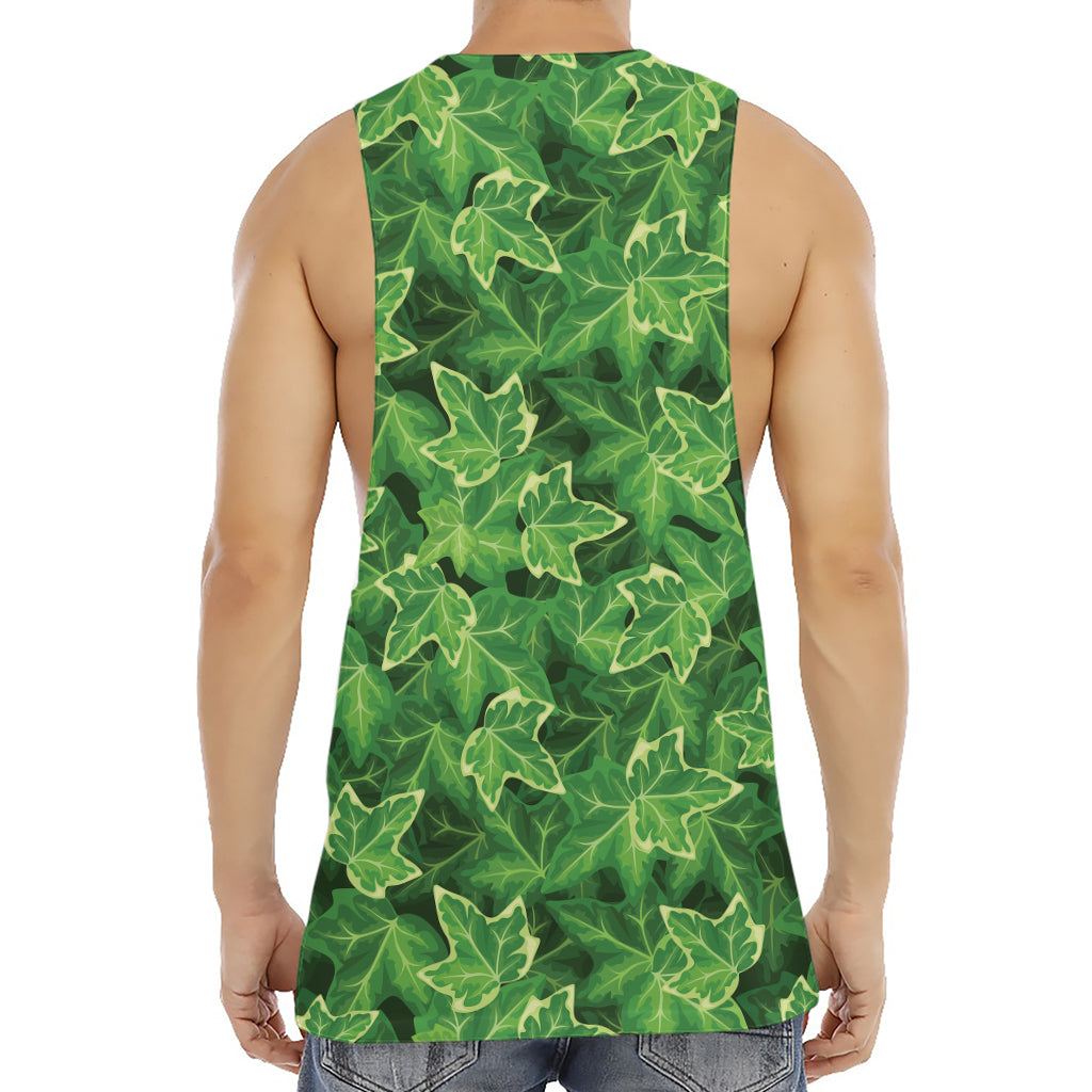 Green Ivy Leaf Pattern Print Men's Muscle Tank Top
