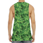 Green Ivy Leaf Pattern Print Men's Muscle Tank Top