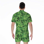 Green Ivy Leaf Pattern Print Men's Rompers