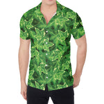 Green Ivy Leaf Pattern Print Men's Shirt