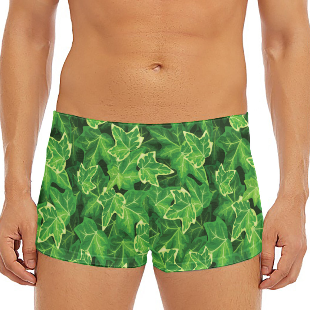 Green Ivy Leaf Pattern Print Men's Short Boxer Briefs