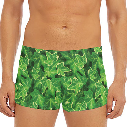 Green Ivy Leaf Pattern Print Men's Short Boxer Briefs