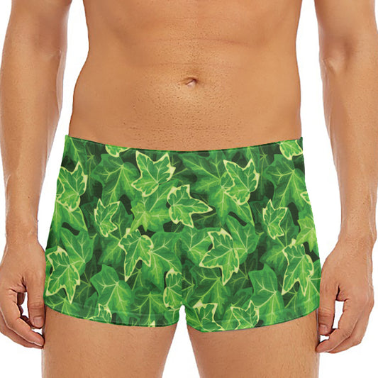 Green Ivy Leaf Pattern Print Men's Short Boxer Briefs