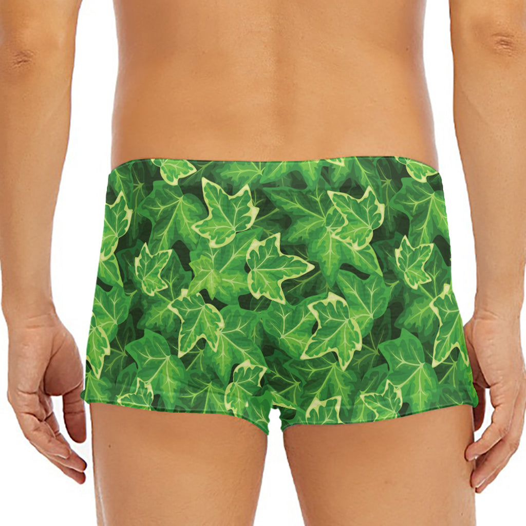 Green Ivy Leaf Pattern Print Men's Short Boxer Briefs