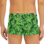 Green Ivy Leaf Pattern Print Men's Short Boxer Briefs