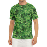 Green Ivy Leaf Pattern Print Men's Short Sleeve Rash Guard