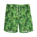 Green Ivy Leaf Pattern Print Men's Sports Shorts