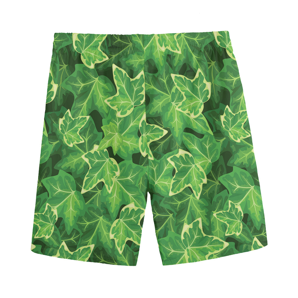 Green Ivy Leaf Pattern Print Men's Sports Shorts